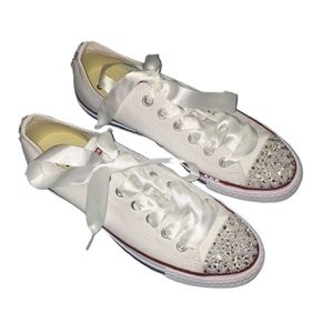 Diamonds & Pearls Low Top Original Converse Sizes 5-14 New With Ribbon Laces New